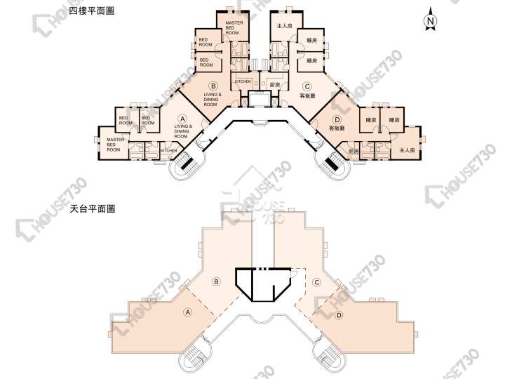龍珠島花園 平面圖 龍珠島花園 8座 4樓 樓層平面圖 - House730