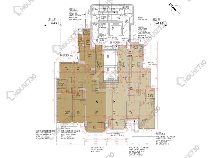 天瀧 平面圖 天瀧 2座 3,5-12,15-23,25-31,32樓 樓層平面圖 - House730