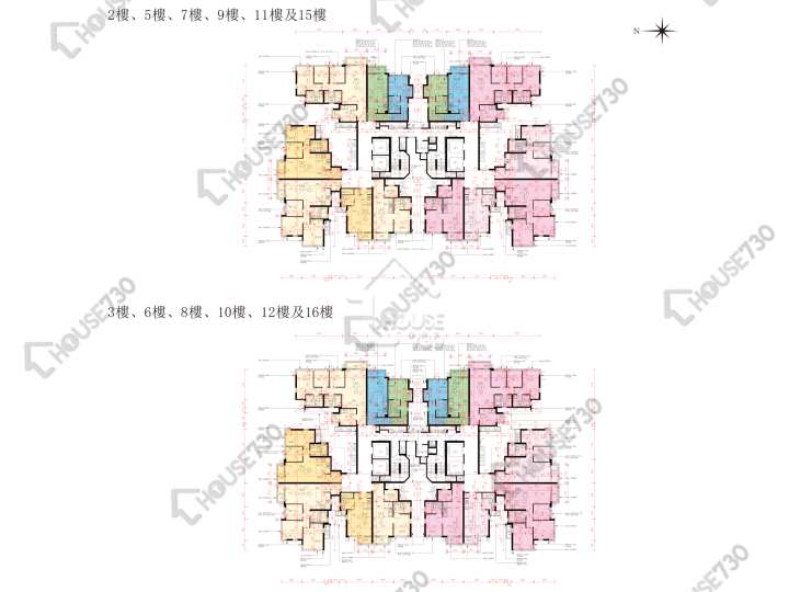 峻巒 平面圖 峻巒 3期 Park Yoho Bologna 8A座 3,6,8,10,12,16樓 樓層平面圖 - House730
