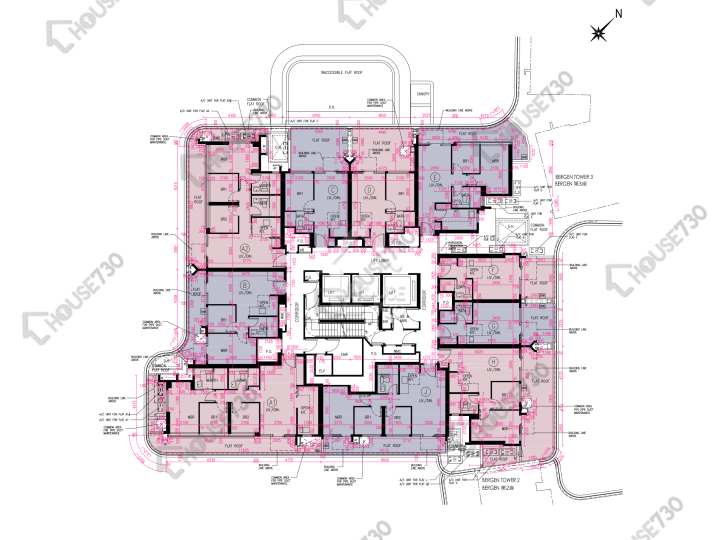 Novo Land 平面圖 Novo Land 1B期 Bergen 1座 2樓 樓層平面圖 - House730