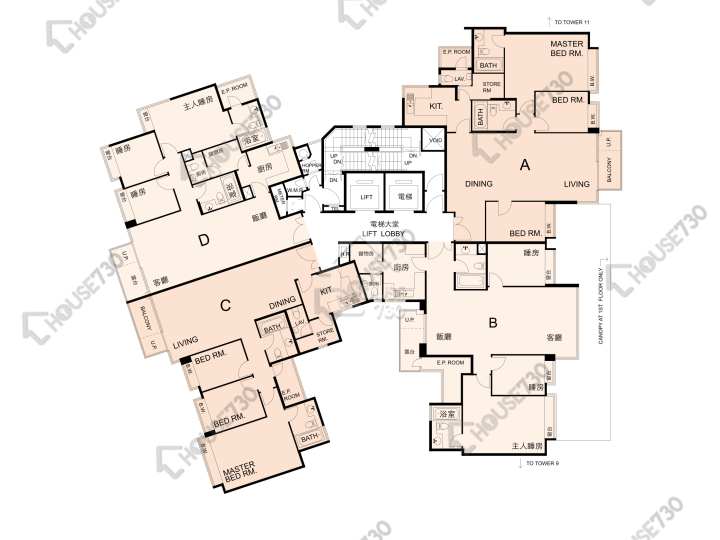 畢架山一號 平面圖 畢架山一號 3期 9座 1-3,5-11,12樓 樓層平面圖 - House730