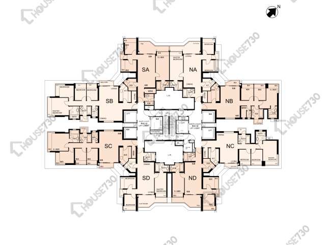 名城 平面圖 名城 2期 盛薈 1座 2樓 樓層平面圖 - House730
