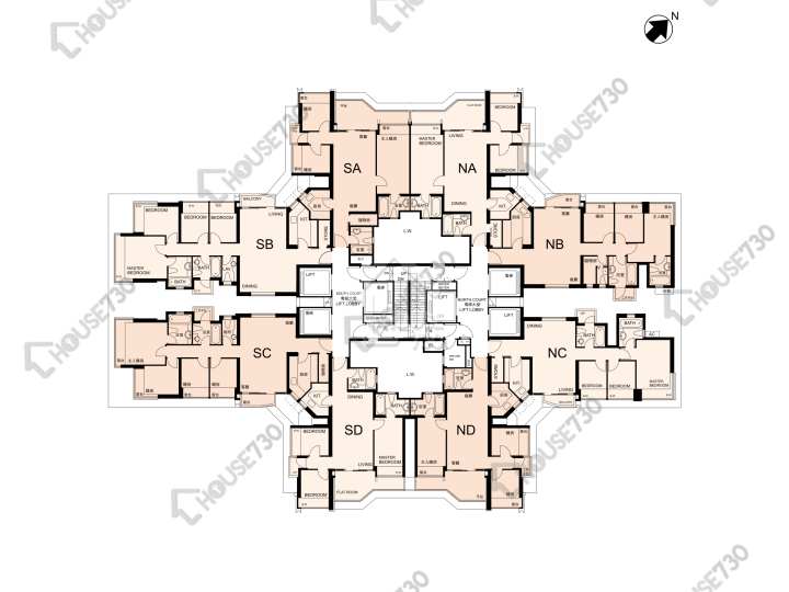 名城 平面圖 名城 2期 盛薈 1座 2樓 樓層平面圖 - House730