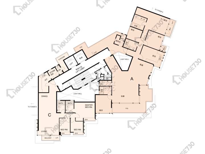 畢架山一號 平面圖 畢架山一號 2期 7座 15樓 樓層平面圖 - House730