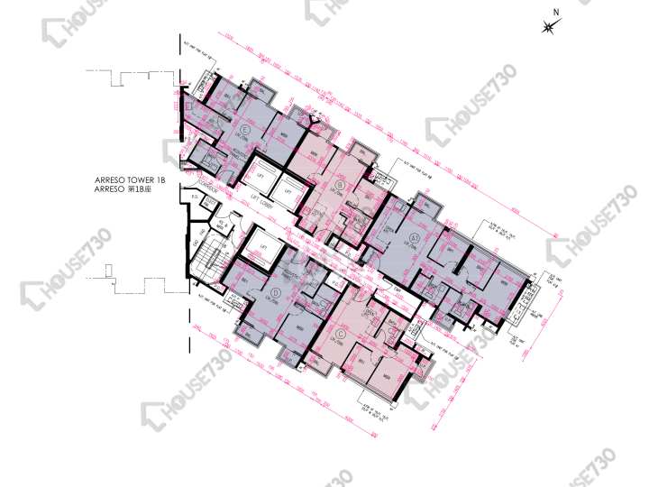 Novo Land 平面圖 Novo Land 2B期 Arreso 1A座 15-23,25-27,28樓 樓層平面圖 - House730
