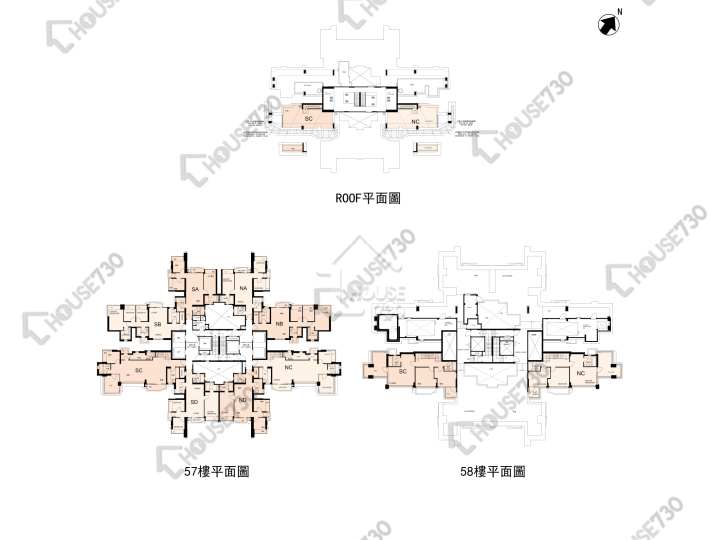 名城 平面圖 名城 3期 盛世 2座 57樓 樓層平面圖 - House730