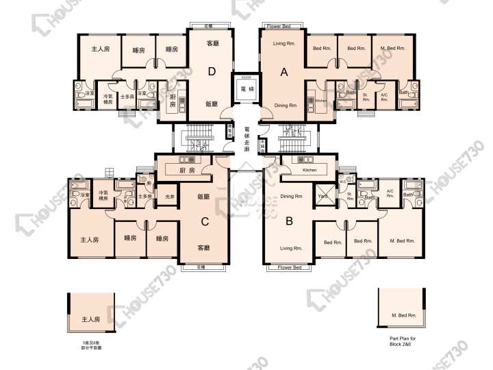 金閣豪園 平面圖 金閣豪園 2座 1-3,5樓 樓層平面圖 - House730
