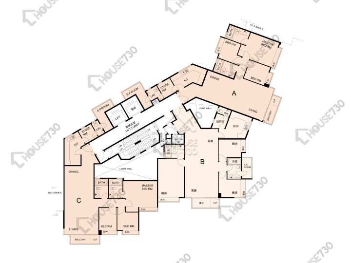 畢架山一號 平面圖 畢架山一號 2期 7座 1-3,5-11,12樓 樓層平面圖 - House730