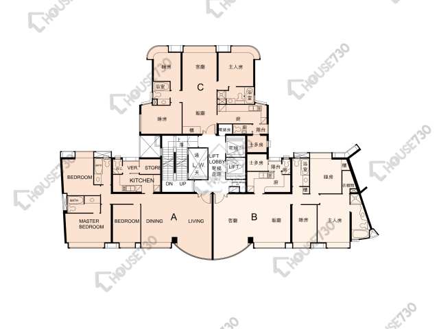 帝庭園 平面圖 帝庭園 1座 1-3,5-13,15-20,21樓 樓層平面圖 - House730