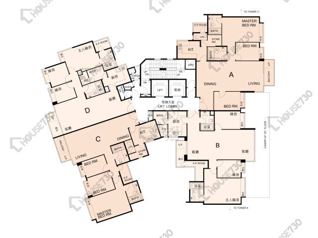 畢架山一號 平面圖 畢架山一號 1期 10座 1-3,5-11,12樓 樓層平面圖 - House730