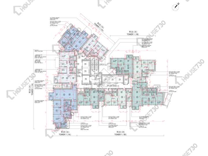 日出康城 平面圖 日出康城 9期C Ocean Marini 1座 (1A) 58-63,65-68,69樓 樓層平面圖 - House730