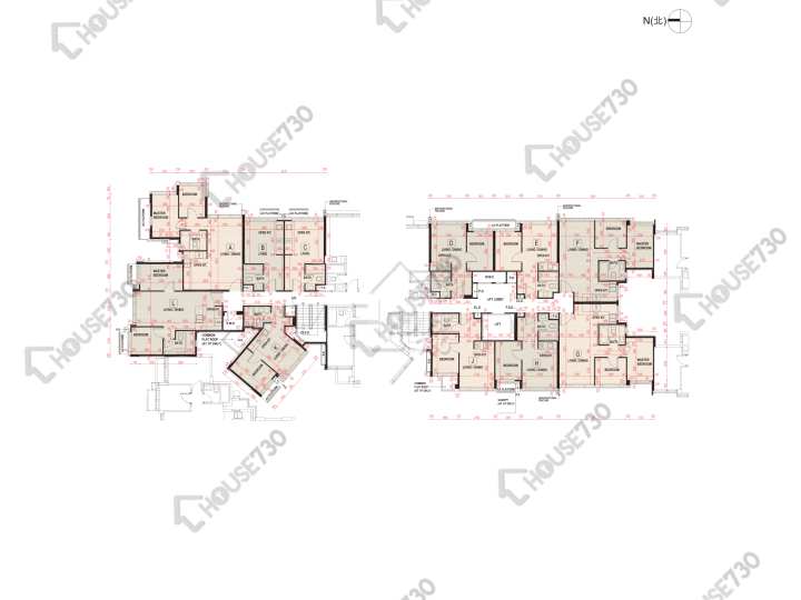 #LYOS 平面圖 #LYOS 1B座 1-3,5樓 樓層平面圖 - House730