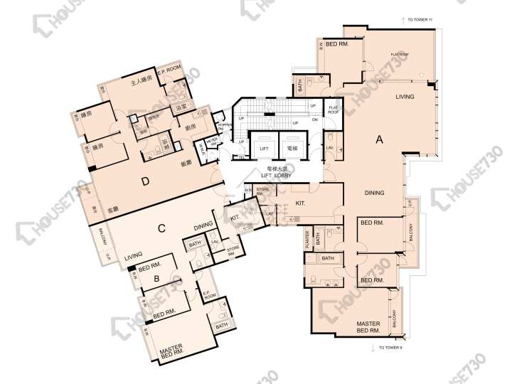 畢架山一號 平面圖 畢架山一號 3期 9座 15樓 樓層平面圖 - House730