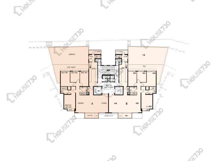 畢架山一號 平面圖 畢架山一號 4期 16座 1樓 樓層平面圖 - House730