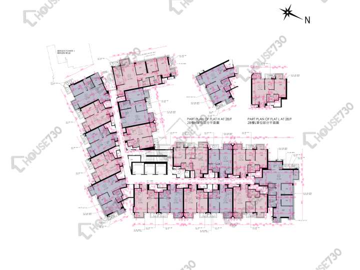 Novo Land 平面圖 Novo Land 1B期 Bergen 3座 23,25-27,28樓 樓層平面圖 - House730