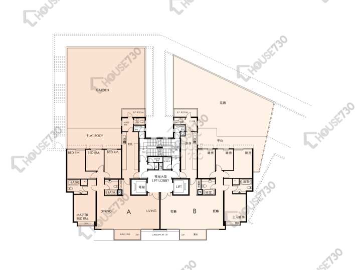 畢架山一號 平面圖 畢架山一號 4期 15座 1樓 樓層平面圖 - House730