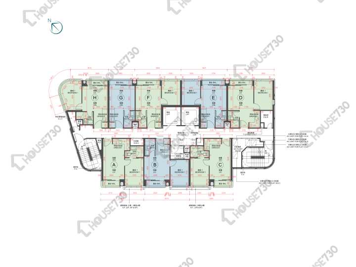 The Henley 平面圖 The Henley 1期 低座 D座 2-3,5,6樓 樓層平面圖 - House730
