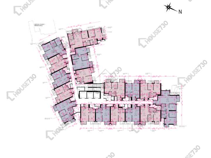 Novo Land 平面圖 Novo Land 1B期 Bergen 3座 3,5-12,15-21,22樓 樓層平面圖 - House730
