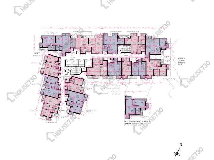 Novo Land 平面圖 Novo Land 1A期 Elverum 2座 6-12,15-18,20-23,25-27,28樓 樓層平面圖 - House730