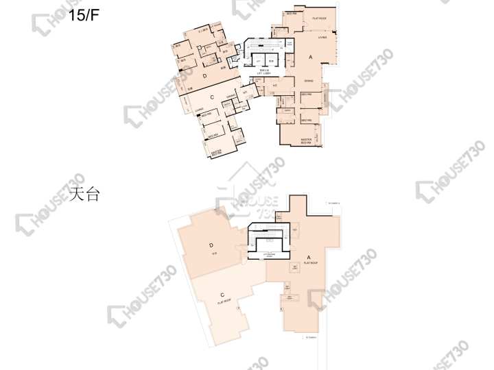 畢架山一號 平面圖 畢架山一號 3期 12座 15樓 樓層平面圖 - House730
