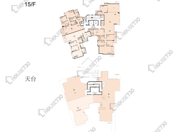 畢架山一號 平面圖 畢架山一號 3期 8座 15樓 樓層平面圖 - House730