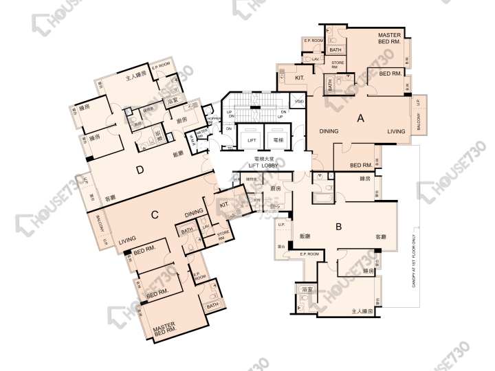 畢架山一號 平面圖 畢架山一號 3期 8座 1-3,5-11,12樓 樓層平面圖 - House730