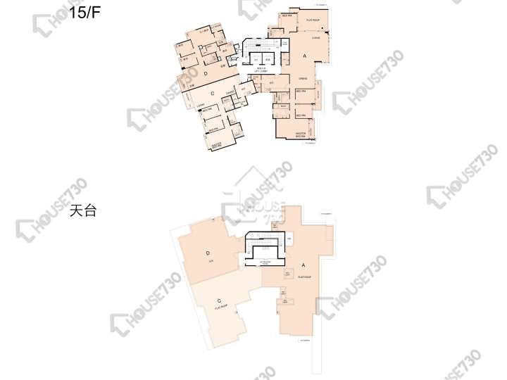 畢架山一號 平面圖 畢架山一號 1期 10座 15樓 樓層平面圖 - House730