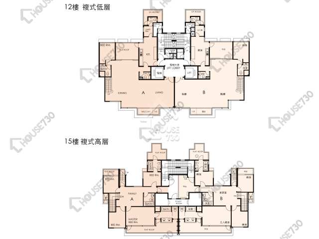 畢架山一號 平面圖 畢架山一號 4期 15座 12樓 樓層平面圖 - House730