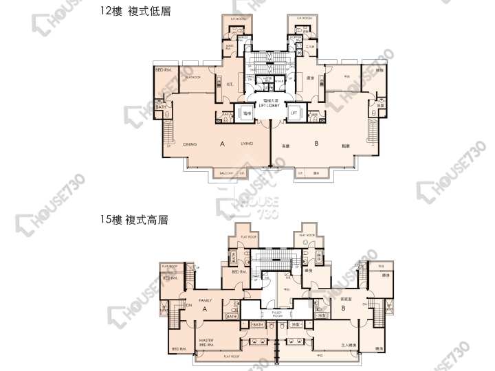 畢架山一號 平面圖 畢架山一號 4期 15座 12樓 樓層平面圖 - House730