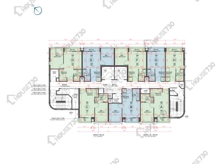 The Henley 平面圖 The Henley 1期 低座 A座 2-3,5,6樓 樓層平面圖 - House730