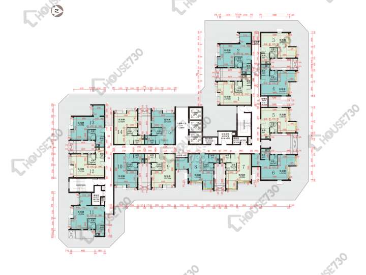 彩興苑 平面圖 彩興苑 B座 (彩薈閣) 1樓 樓層平面圖 - House730
