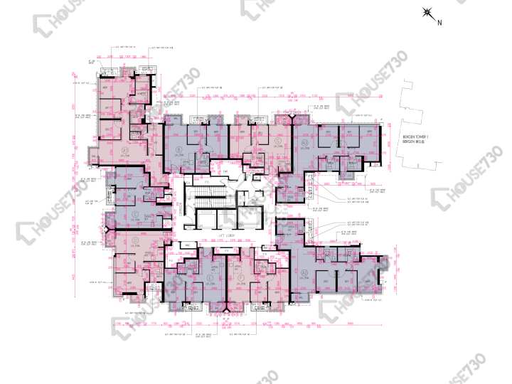 Novo Land 平面圖 Novo Land 1B期 Bergen 2座 19-23樓 樓層平面圖 - House730