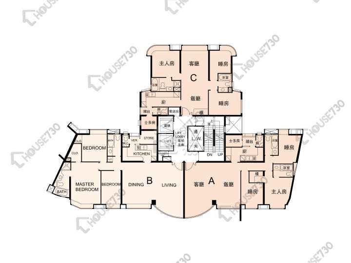 帝庭園 平面圖 帝庭園 7座 1-3,5-13,15-20,21樓 樓層平面圖 - House730