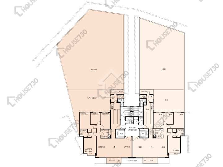 畢架山一號 平面圖 畢架山一號 4期 18座 1樓 樓層平面圖 - House730