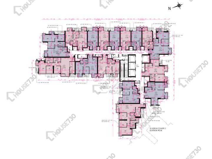 Novo Land 平面圖 Novo Land 1A期 Elverum 1座 6-12,15-18,20-23,25-27,28樓 樓層平面圖 - House730