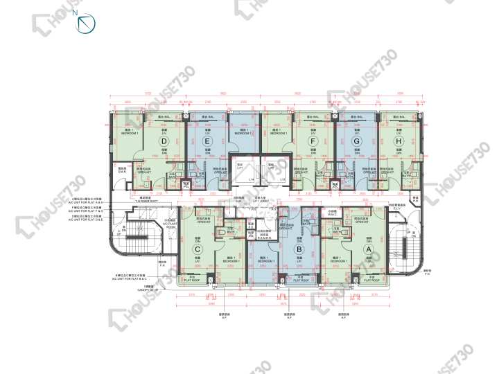 The Henley 平面圖 The Henley 1期 低座 A座 1樓 樓層平面圖 - House730