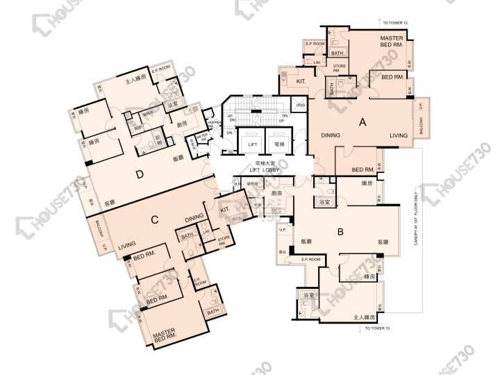 畢架山一號 平面圖 畢架山一號 3期 11座 1-3,5-11,12樓 樓層平面圖 - House730