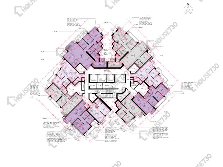 The Yoho Hub 平面圖 The Yoho Hub B期 2座 7-12,15-23,25-33,35-42,43樓 樓層平面圖 - House730