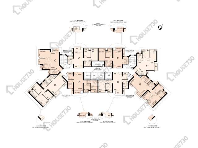 泓景臺 平面圖 泓景臺 1期 1座 22-23,25-33,35-43,45-51,52樓 樓層平面圖 - House730