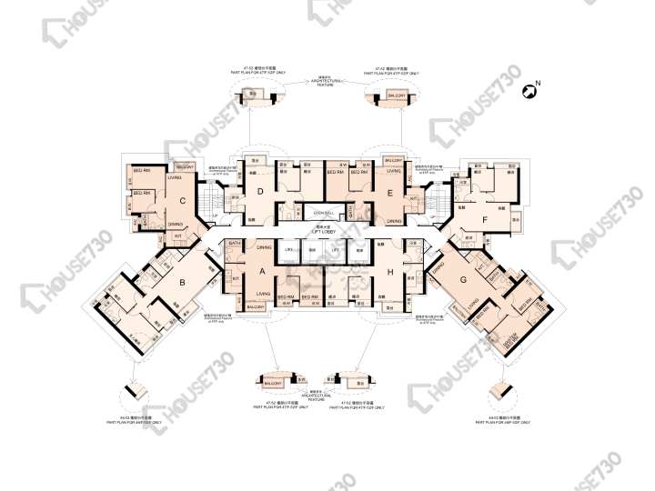 泓景臺 平面圖 泓景臺 1期 1座 22-23,25-33,35-43,45-51,52樓 樓層平面圖 - House730