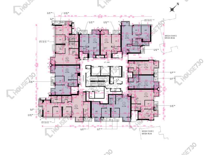 Novo Land 平面圖 Novo Land 1B期 Bergen 1座 3,5-12,15-21,22樓 樓層平面圖 - House730