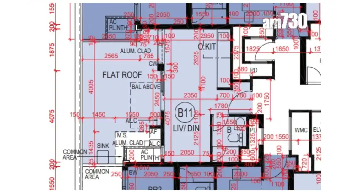 「YOHO WEST」面积最细单位为3B座3楼B11室，实用面积245方尺，开放式间隔，大厅连接164方尺平台。