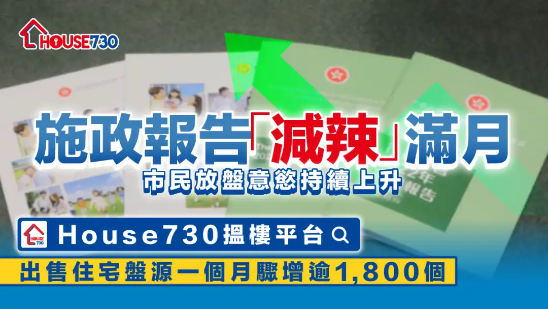 施政報告「減辣」滿月   市民放盤意慾持續上升 House730搵樓平台  出售住宅盤源一個月驟增逾1,800個