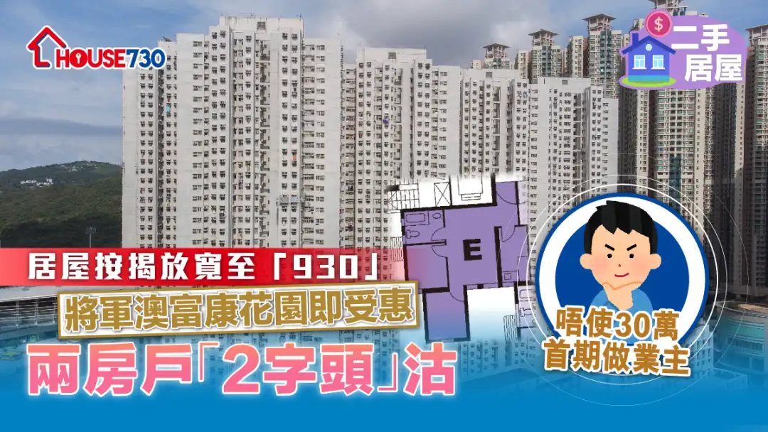 二手居屋│居屋按揭放寬至「930」 將軍澳富康花園即受惠    兩房戶「2字頭」沽