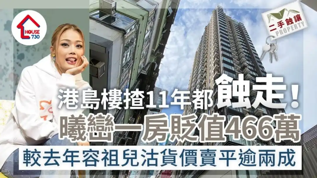 港島樓揸11年都蝕走！曦巒一房貶值466萬 較去年容祖兒沽貨價賣平逾兩成｜二手蝕讓