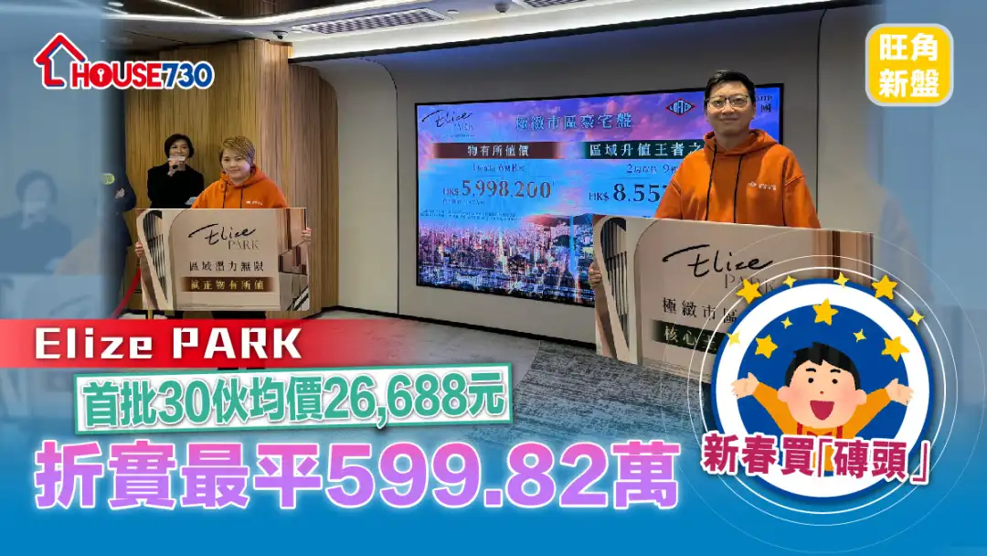 旺角新盘｜ Elize PARK首批30伙均价26,688元        折实最平599.82万