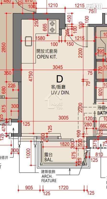 「喜．揚」15樓D室，實用面積228方呎，開放式間隔。