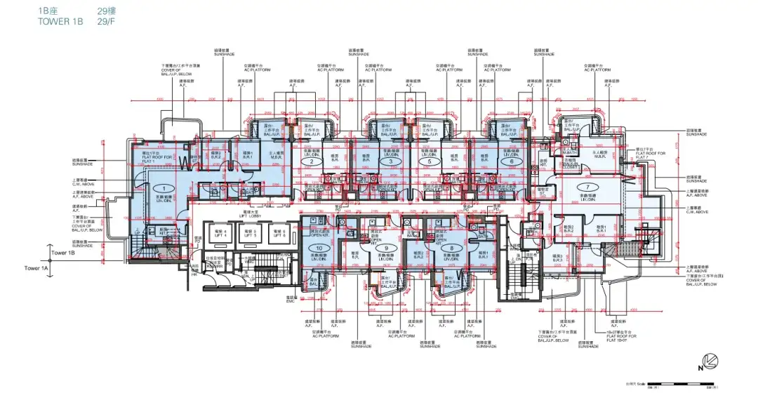 長沙灣Belgravia Place 1A座29樓平面圖。