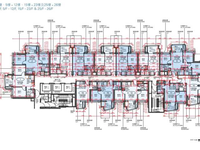 長沙灣Belgravia Place 1B座3-26樓平面圖。