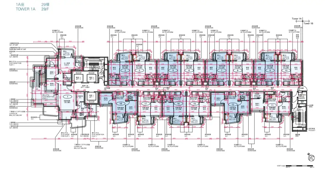 長沙灣Belgravia Place 1A座29樓平面圖。